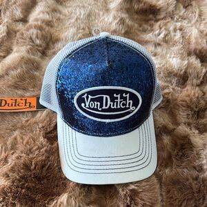 Von Dutch Blue Sequin Trucker Hat